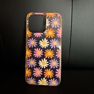 Floral Pattern Phone Case - Purple and Orange